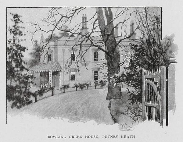 Bowling Green House, Putney Heath (litho)