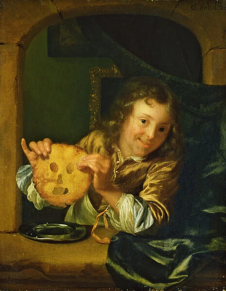 Boy with Pancakes (oil on panel)