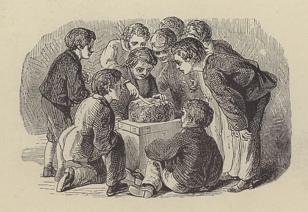 Boys and cake (engraving)