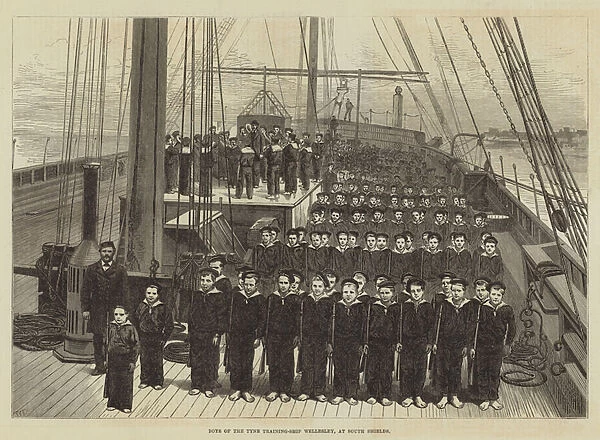 Boys of the Tyne Training-Ship Wellesley, at South Shields (engraving)