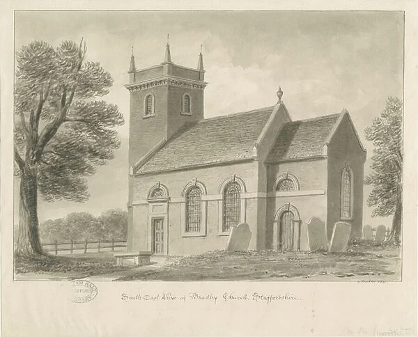 Bradley-in-the-Moors Church: sepia drawing, 1841 (drawing)