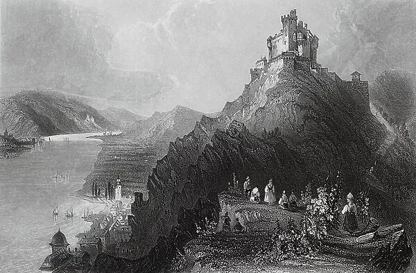Braubach, and Castle of Marksburg, Rhine (engraving)