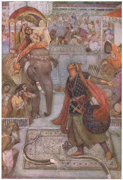 The breaking of the bow of Janaka, 1912 (colour litho)