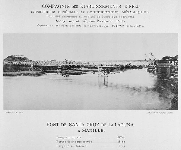 Bridge of Santa Cruz de la Laguna, Manila, February 1891 (b  /  w photo)
