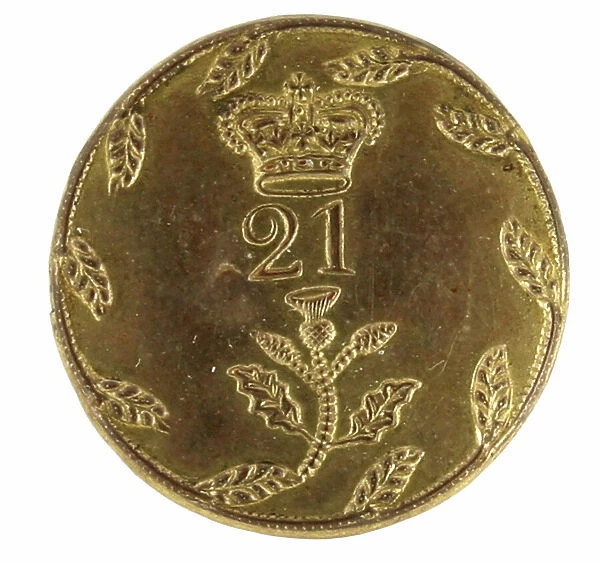 British 21st Royal North British Fuzileer officer's gilt repousse button
