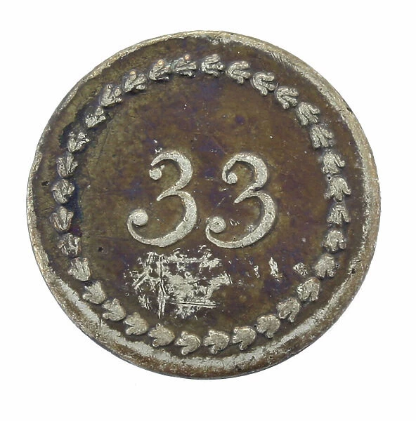 British 33rd Regiment of Foot other ranks button