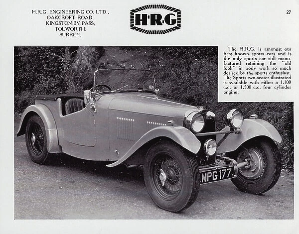 British Cars of 1949: HRG (b / w photo)