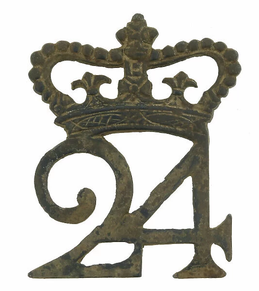 British cartridge box badge of the 24th Regiment of Foot c. 1777