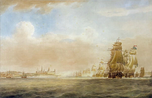 The British fleet off Kronborg Castle, Elsinore, 28 March 1801 [before the Battle of Copenhagen], 1810 (watercolour)