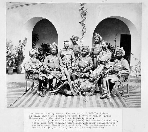 British and Indian officers of the Corps of Guides, 1879 circa (b  /  w photo)
