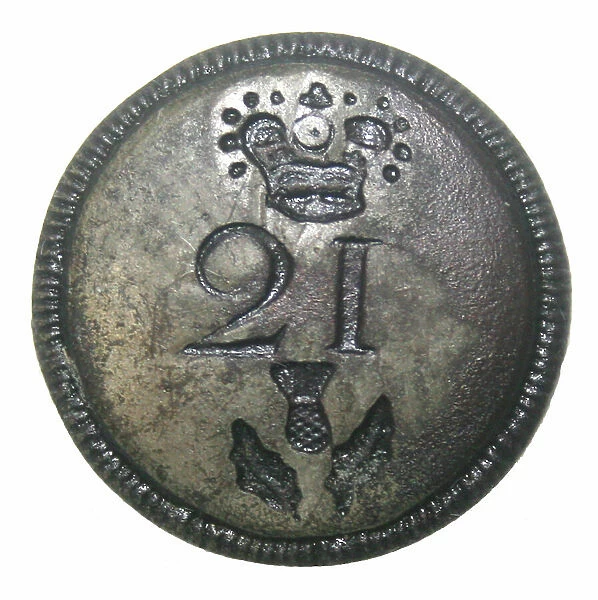 British Pewter Button of the 21st Regiment of Foot