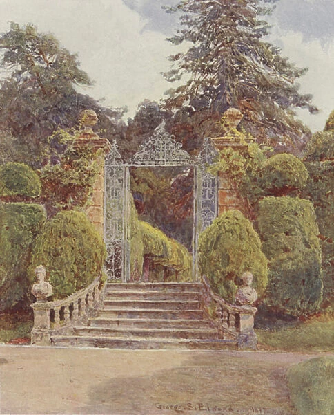 Brockenhurst, the Garden Gate (colour litho)