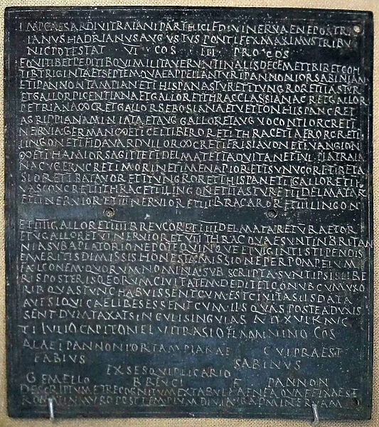 Bronze plate document granting citizenship to an army auxiliary named Gemellus