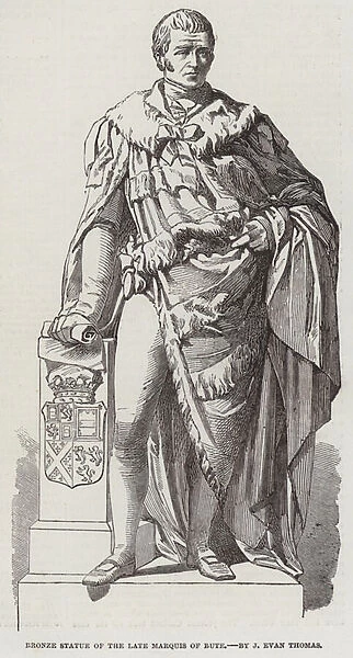 Bronze Statue of the late Marquis of Bute, by J Evan Thomas (engraving)