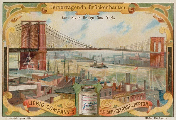 Brooklyn Bridge, New York (chromolitho)