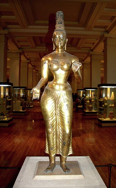 The Buddhist goddess Tara, the consort of Avalokiteshvara, the bodhisattva of compassion. 8th century (cast bronze from Sri Lanka)