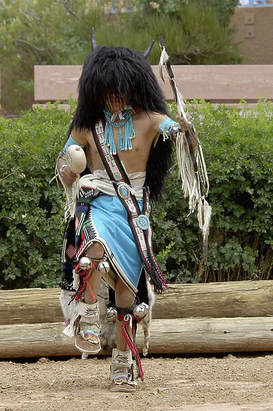 Buffalo Dance performed by a Zuni Pueblo Red-tailed Hawk Dancer at the Gallup Intertribal Ceremonials, New Mexico