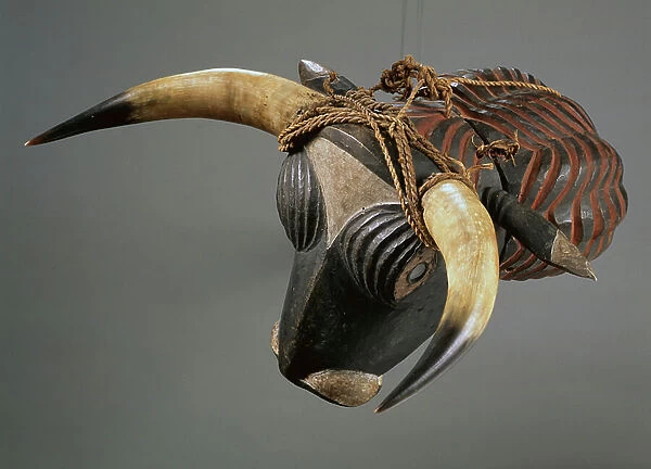 Bull Mask, Bijogo Culture, Bissagos Islands (wood, glass, horn & leather) (see also 181689)