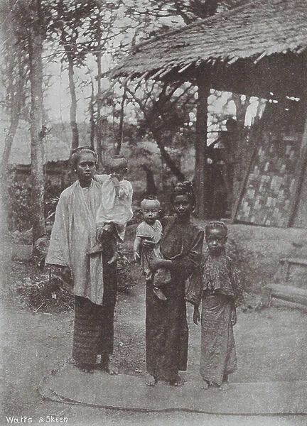 Burmah  /  Myanmar: Burman Family (b / w photo)