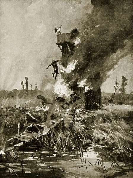 The burning of the Sorceress outside Ely, 1071, illustration from Hutchinsons Story of the British Nation, c. 1920 (litho)