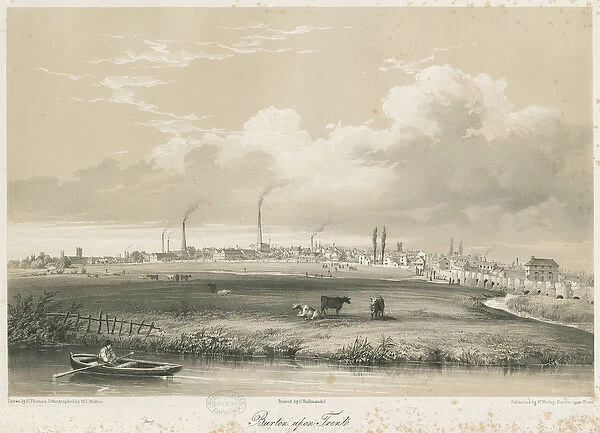 Burton-upon-Trent Bridge and Town: tinted lithograph, nd [c 1840] (print)