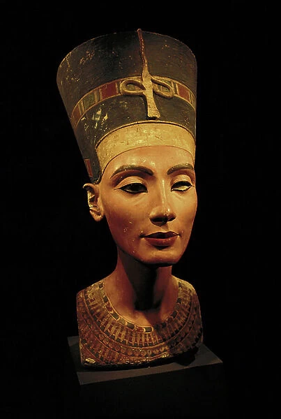 Bust of Egyptian Queen Nefertiti, painted limestone, 14th century BC