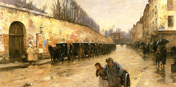 Cab Station, Rue Bonaparte, Paris, 1887 (oil on canvas)