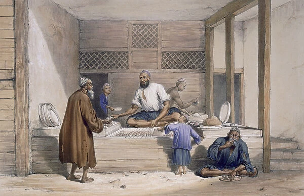 Cabaub Shop, Cabul, 1843 (colour litho)