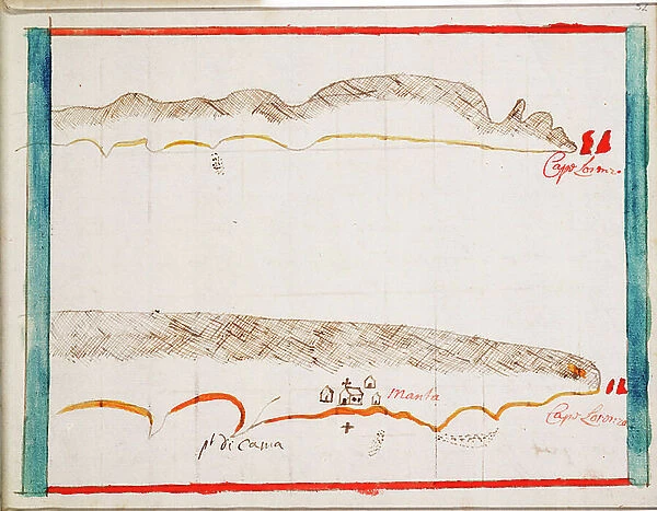 Cabo San Lorenzo and Manta, 1682 (coloured manuscript)