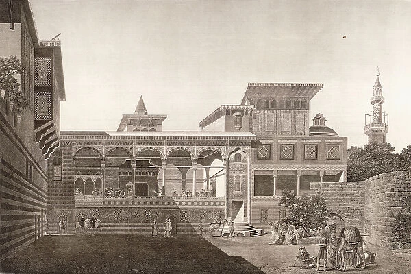 Cairo: view of the interior of the house of Osman Bey, 1820-1830 (engraving)