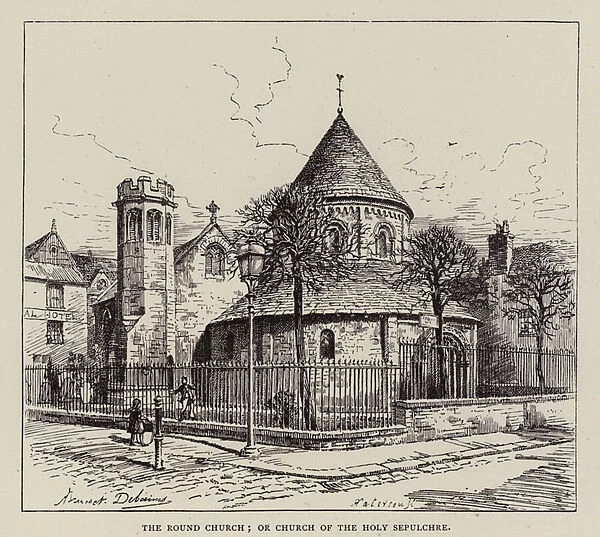 Cambridge: The Round Church; or Church of the Holy Sepulchre (etching)