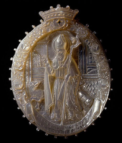 Cameo in mother-of-pearl of San Gennaro the vicar