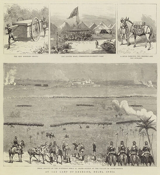 At the Camp of Exercise, Delhi, India (engraving)