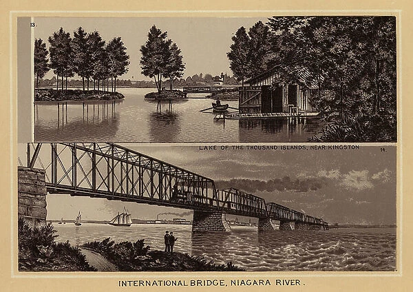 Canada: International Bridge, Niagara River (litho)