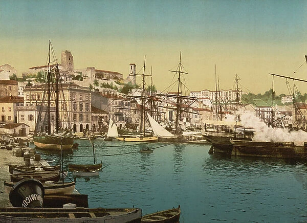 Cannes harbour around 1890 (photochrome)