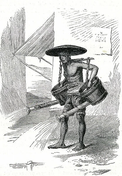 A cantonnier, worker of the Java Town Hall, Batavia (present-day Jakarta, Indosia)