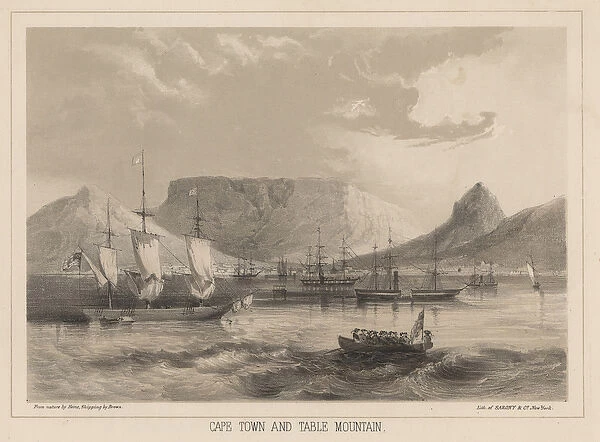 Cape Town and Table Mountain, litho by Sarony & Co. 1855 (chromolitho)