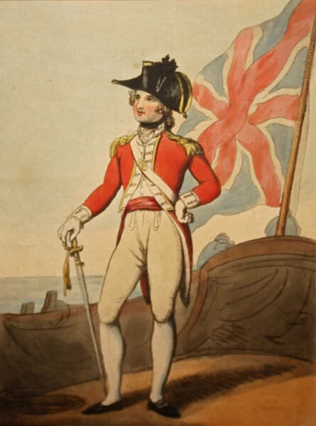 Captain of Marines, 1799 (hand-coloured etching)