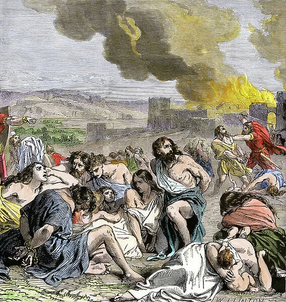 Capture of Jerusalem by Nebuchadnezzar II, 597 BC. The Babylonian empire, under the rule of Nebuchadnezzar II (605-562), conquered the kingdom of Judah and destroyed the Jewish temple of King Solomon in Jerusalem