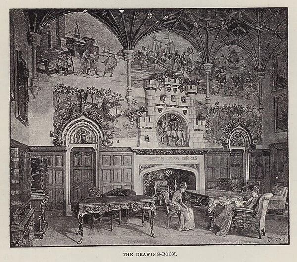 Cardiff Castle, The Drawing-Room (litho)