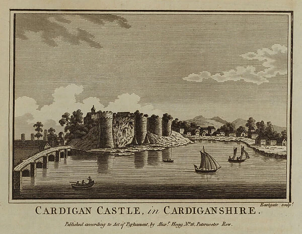Cardigan Castle, in Cardiganshire (engraving)
