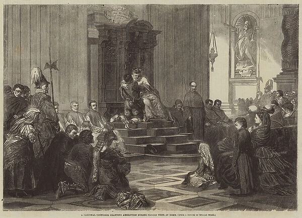 A Cardinal Confessor granting Absolution during Passion Week at Rome (engraving)