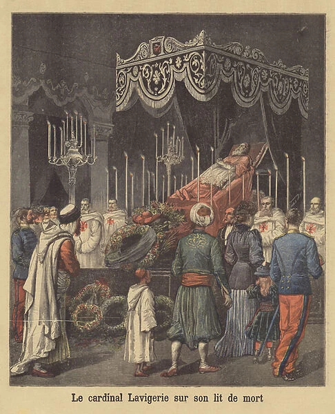 Cardinal Lavigerie on his deathbed (colour litho)