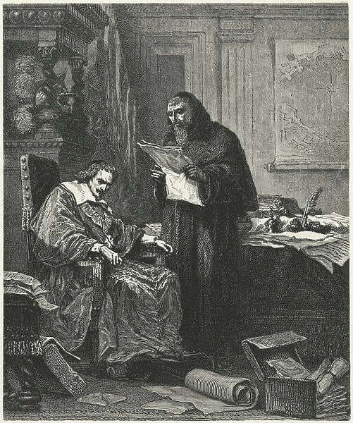 Cardinal Richelieu and his confidant and agent Pere Joseph (engraving)