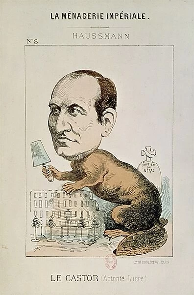 Caricature of Baron Georges Eugene Haussmann (1809-91) as a Beaver, from La