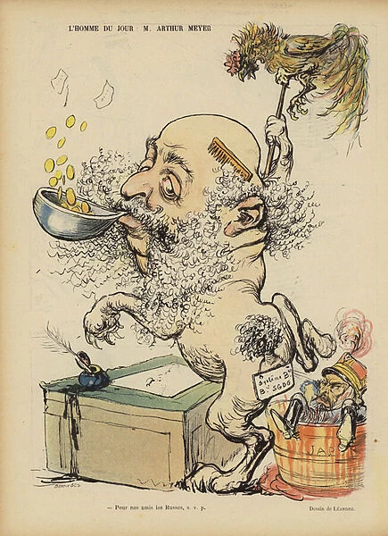 Caricature of French journalist Arthur Meyer. Illustration for Le Rire (colour litho)