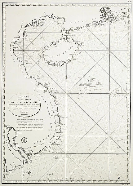 Carte d'une partie de la Mer de Chine dressee au Depot des Cartes et Plans de la Marine, sur les observations du Vice-Amiral Rosili, et publiee par ordre du Ministre. l'an 1798. 1798 (engraving)