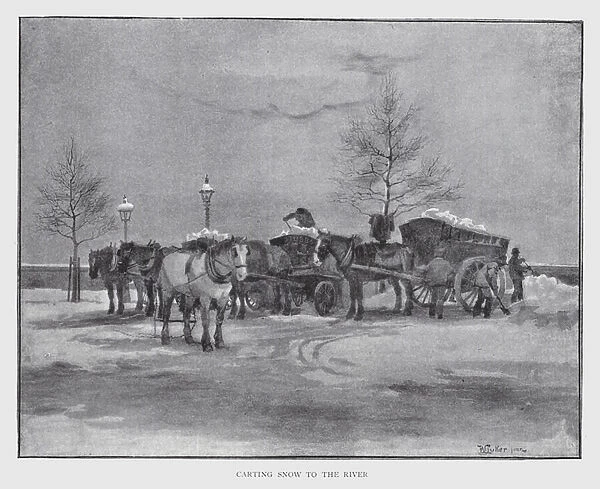 Carting Snow to the River (litho)