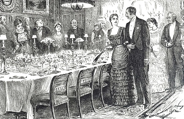 Cartoon titled 'Going into Dinner'depicting a young couple entering a dinning