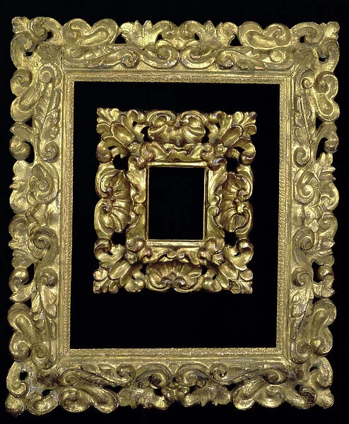 Two carved and gilded frames decorated with S'-scrolls and acanthus leaves, Florentine, 17th century (gilded wood)